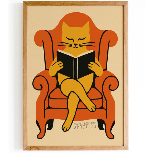 Reading Cat Wall Art