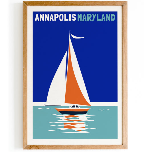 Annapolis Maryland Retro Boat Poster