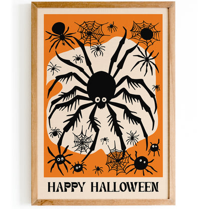 Halloween Home Decor Orange Spider Wall Art