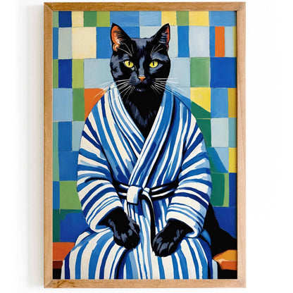 Bathrobe Cat Poster Print