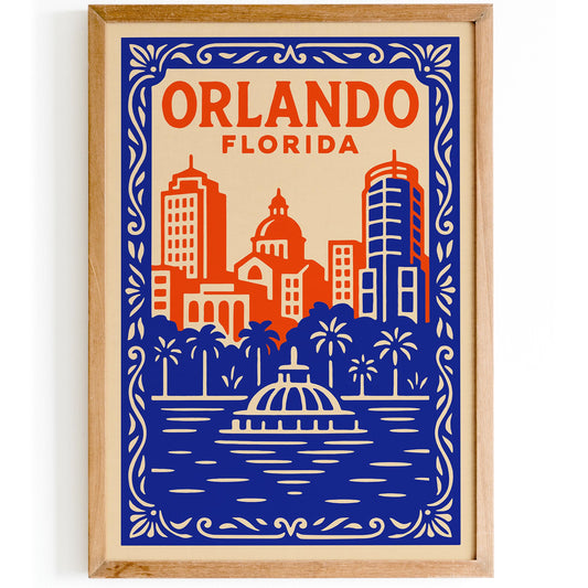 Orlando Florida Eclectic Cityscape Poster