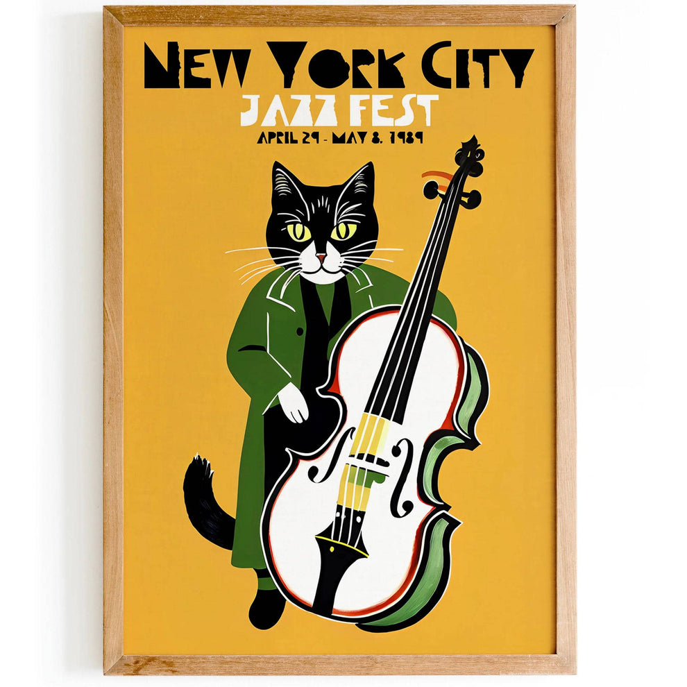 Yellow Jazz Cat Poster - NYC Fest Retro Poster – HypeSheriff