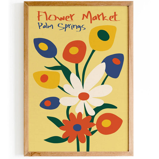 Retro Yellow Flower Market Palm Springs Poster