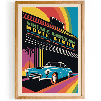Retro Drive-In Movie Night Poster