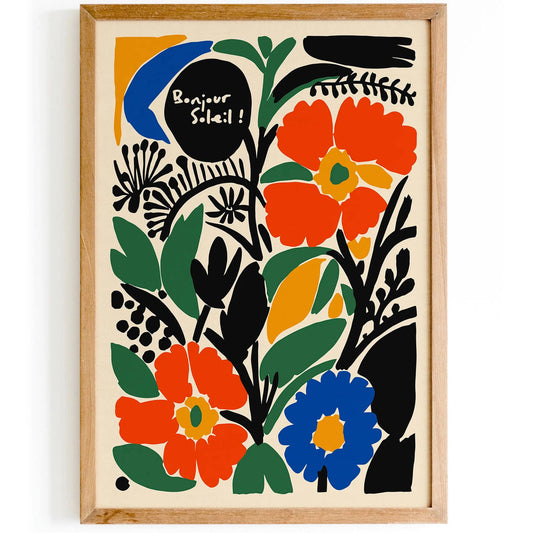 Bonjour Soleil! Floral Retro Poster 2025