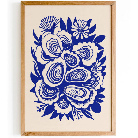 Oyster Lovers Blue Art Print