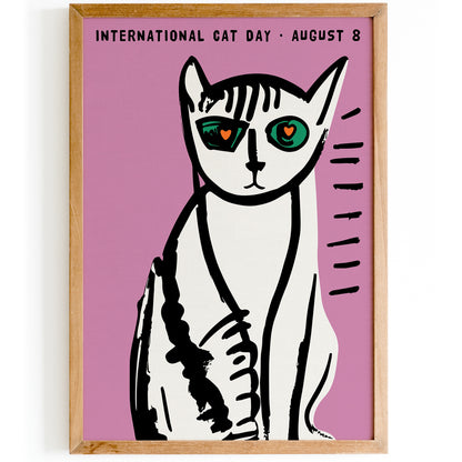 International Cat Day Retro Poster