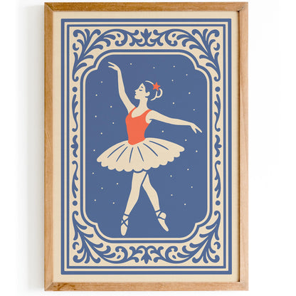 Blue Ballerina Ballet Dance Art Poster