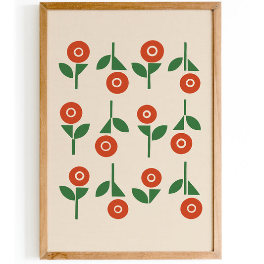 Retro 60s Minimalist Flowers Poster