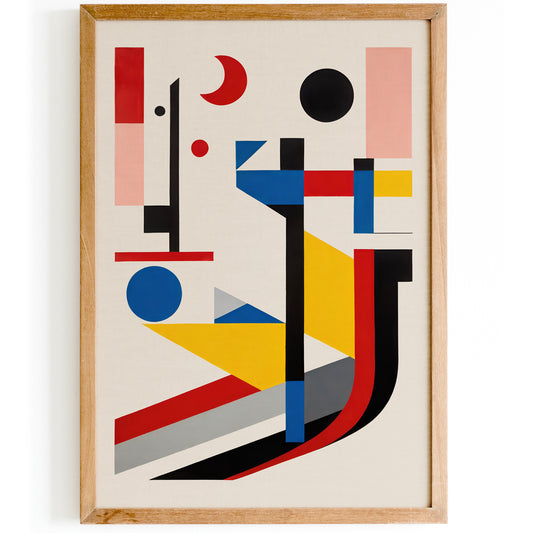 Abstract Bauhaus Shapes Retro Poster