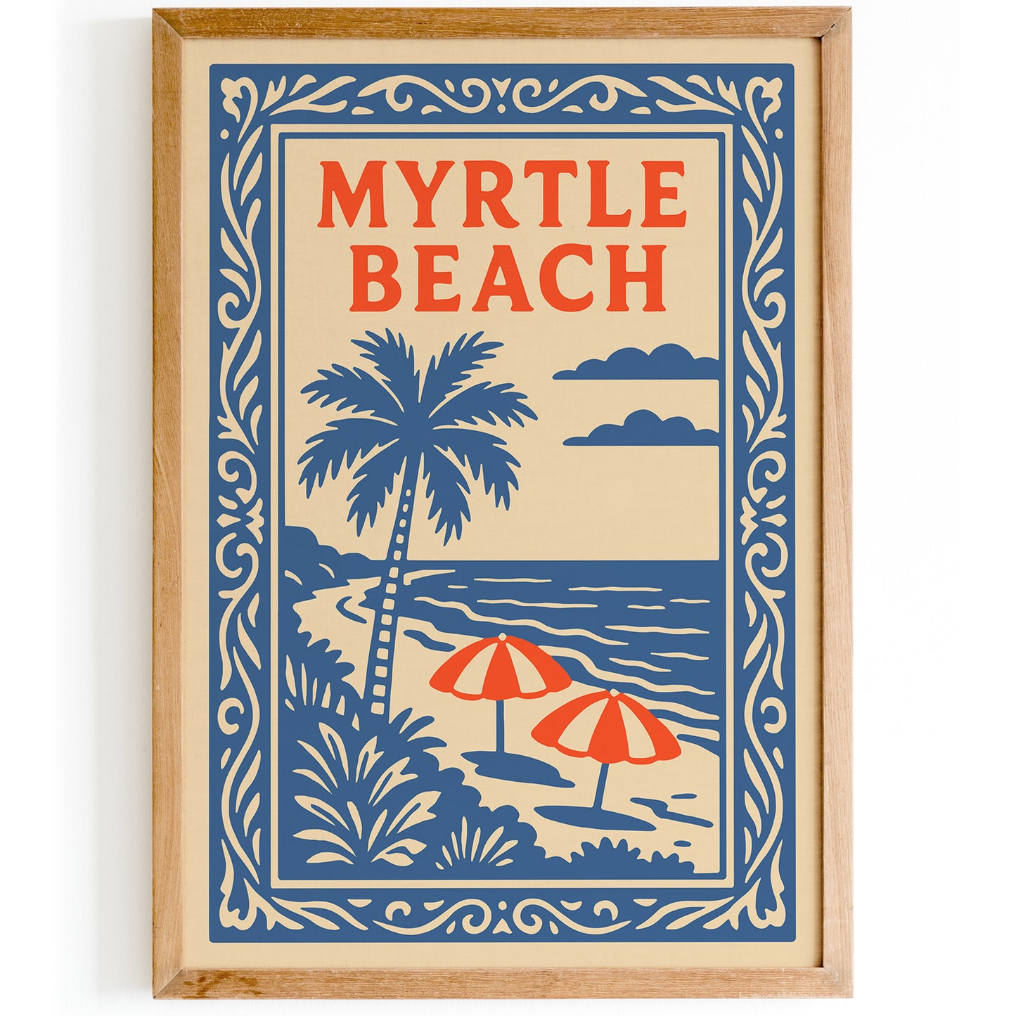 Myrtle Beach Poster - Tropical Blue Landscape Art Print