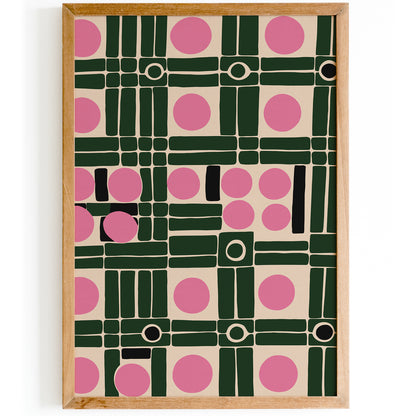 Modern Pink Green Abstract Print