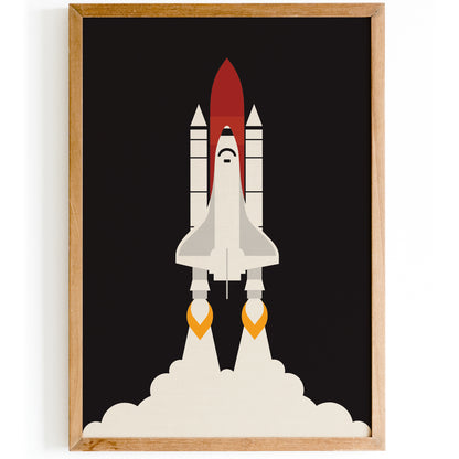 Space Shuttle Modern Black Poster