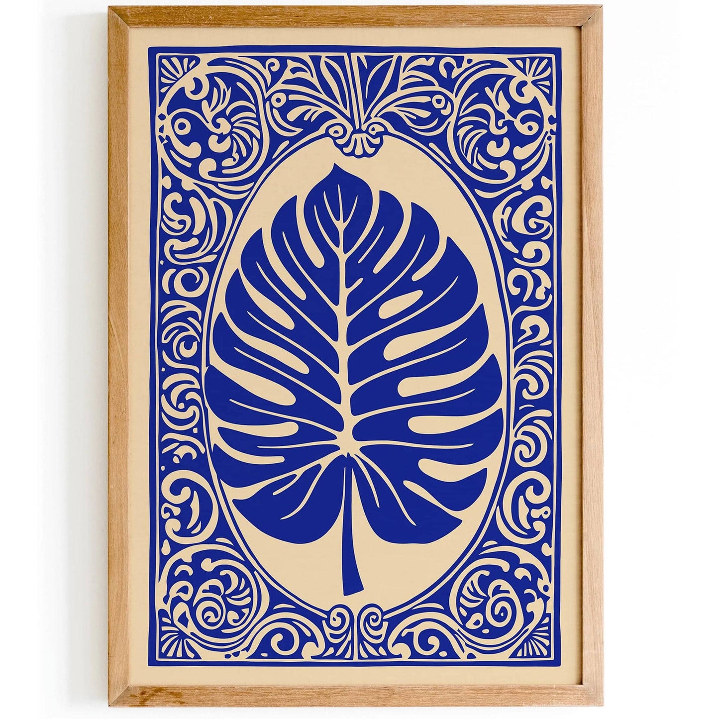 Blue Monstera Leaf - Rococo Revival Print