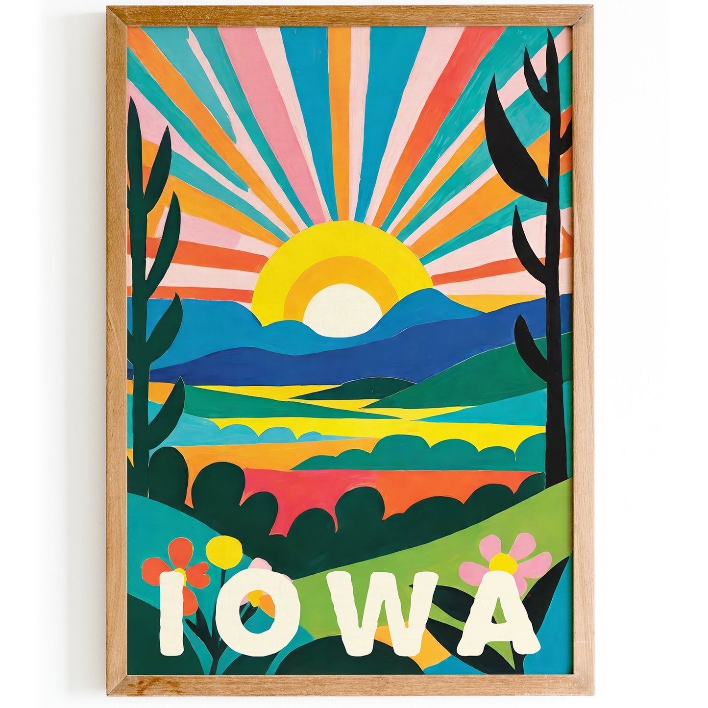 Iowa Retro Travel Poster Print