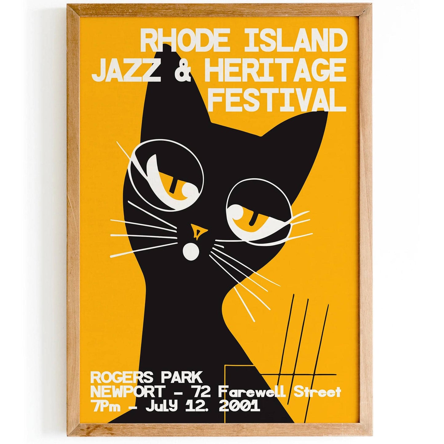 Rhode Island Retro Jazz Cat Poster - HypeSheriff