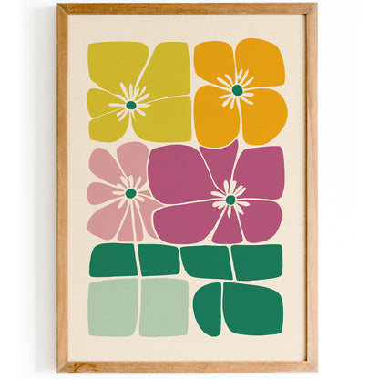 Retro Abstract Flowers Poster