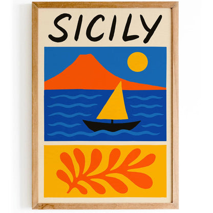 Sicily Mid Century Modern Travel Poster