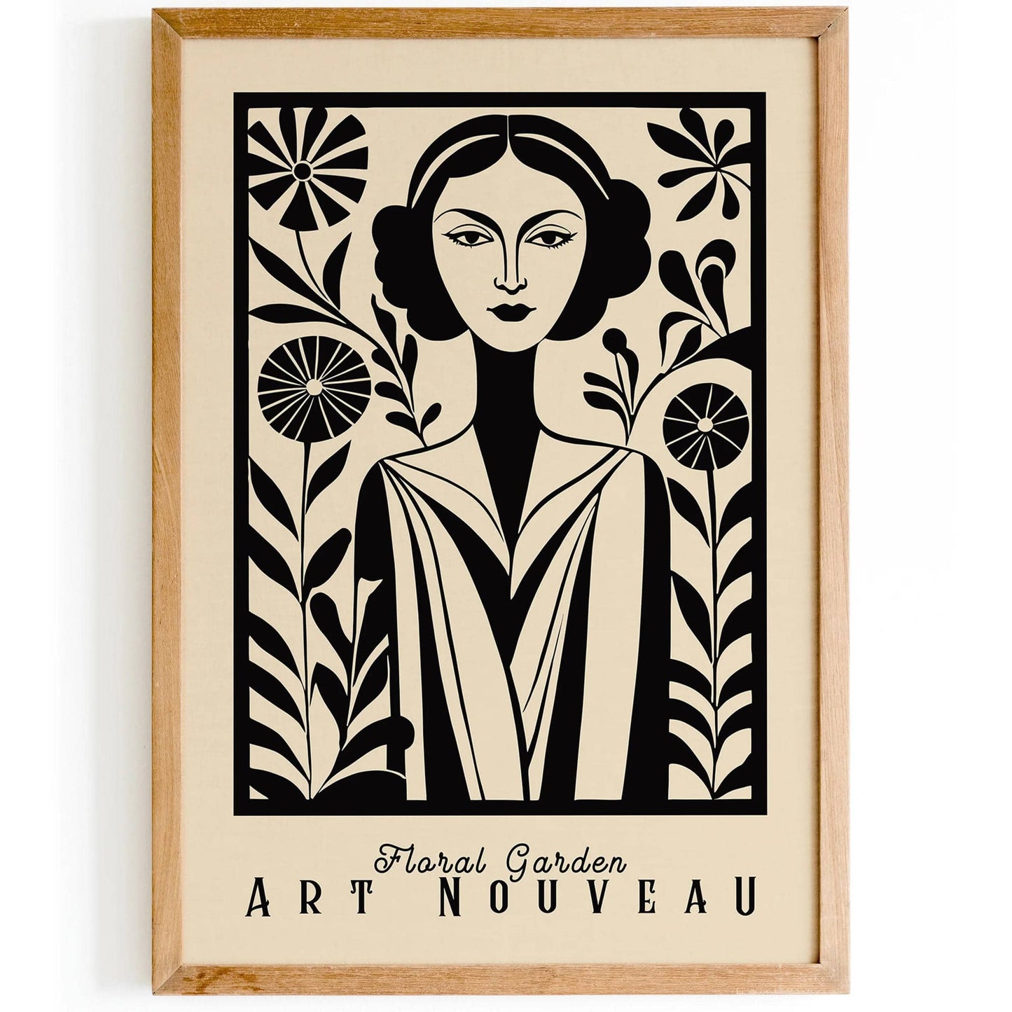 Floral Garden Art Nouveau Girl Poster