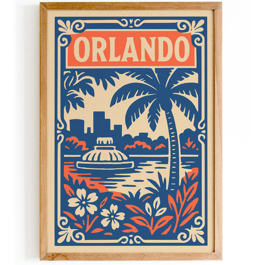 Orlando Travel Art Print - Blue Hotel Room Wall Decor