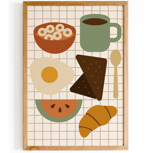 Retro Scandinavian Breakfast Art Print for Kitchen Wall Decor
