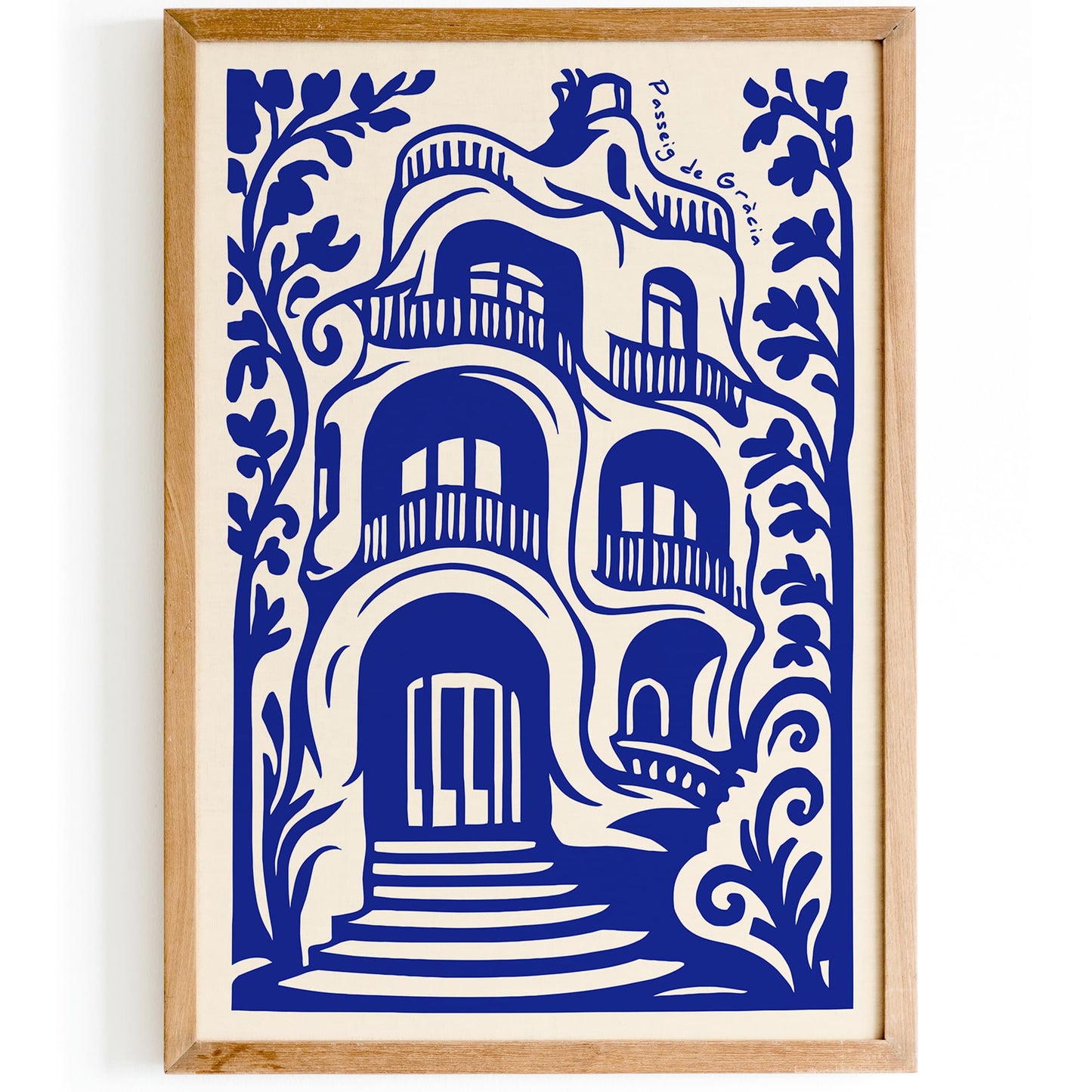 Passeig de Gràcia Barcelona Blue Travel Poster