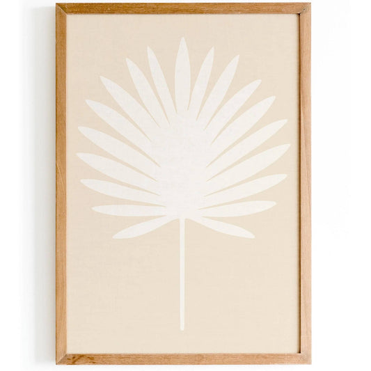 White Palm Leaf Print – Neutral Minimal Wall Decor