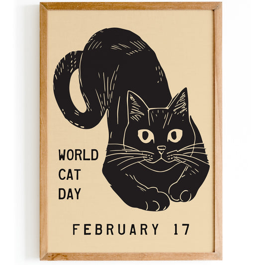 World Cat Day February 17 Retro Poster