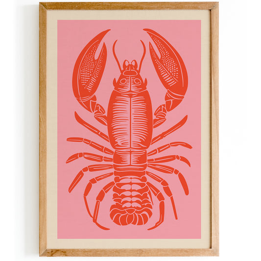 Red and Pink Lobster Poster