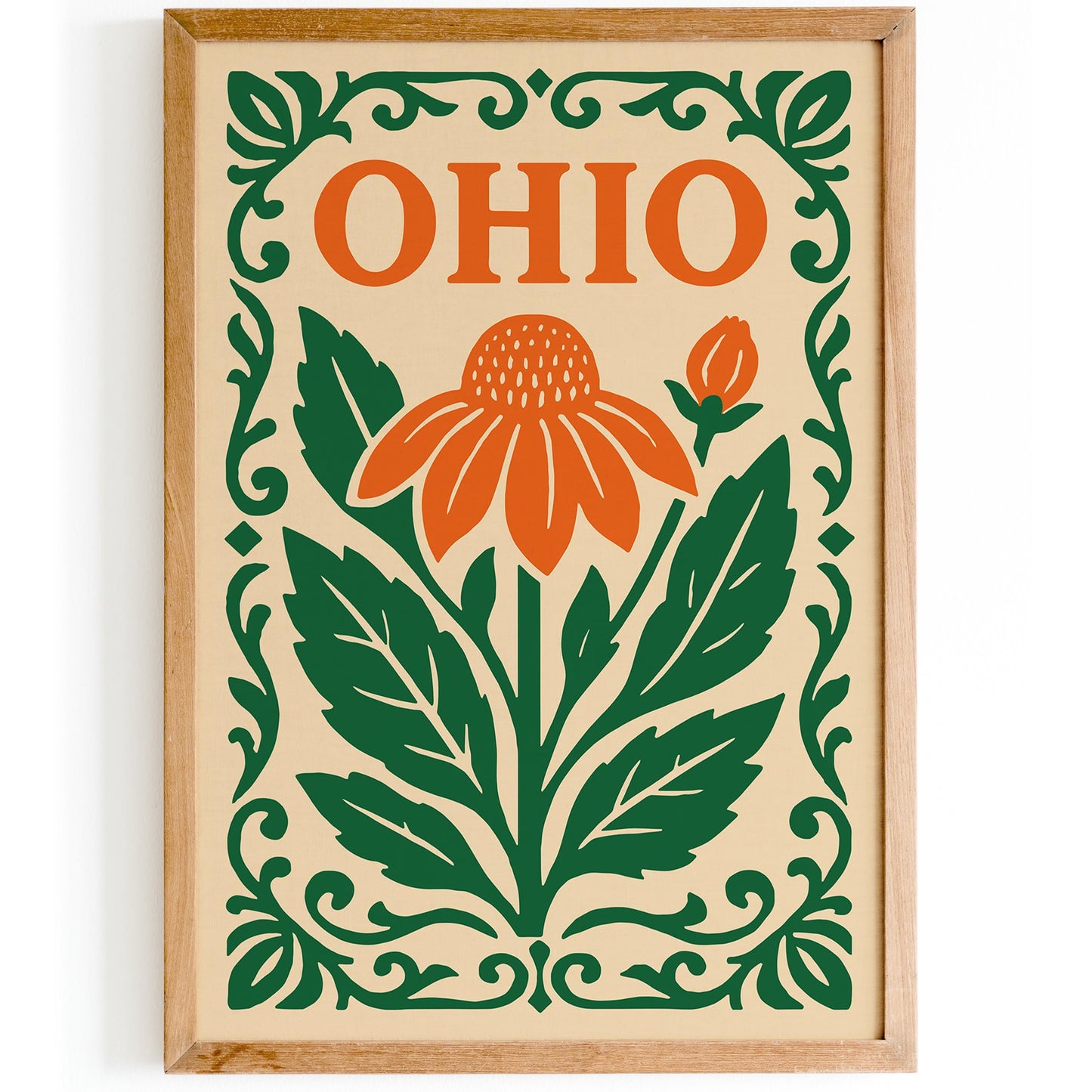 Ohio Travel Poster with Big Orange Flower