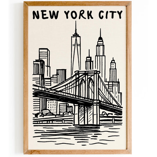 New York City Travel B&W Poster