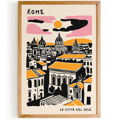 Rome Cityscape Poster - Italy Travel Wall Art Print