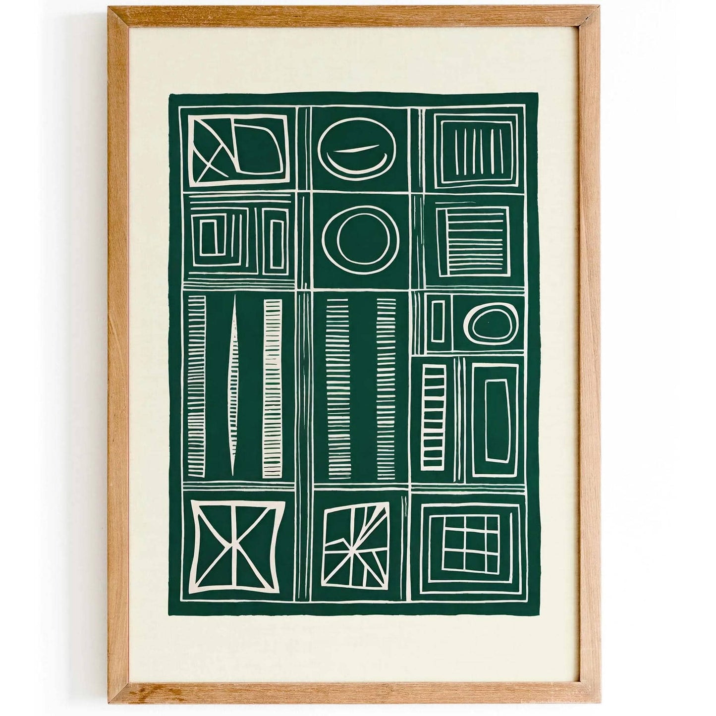 Retro Shapes in Green Art Print