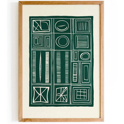 Retro Shapes in Green Art Print