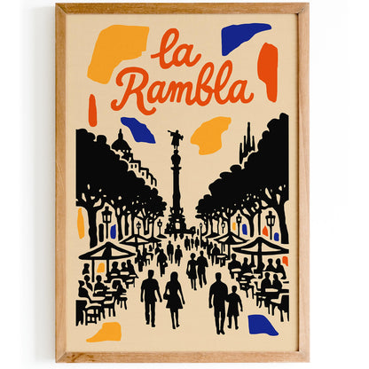 Barcelona La Rambla Travel Poster
