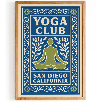 Blue Yoga Club San Diego California Poster