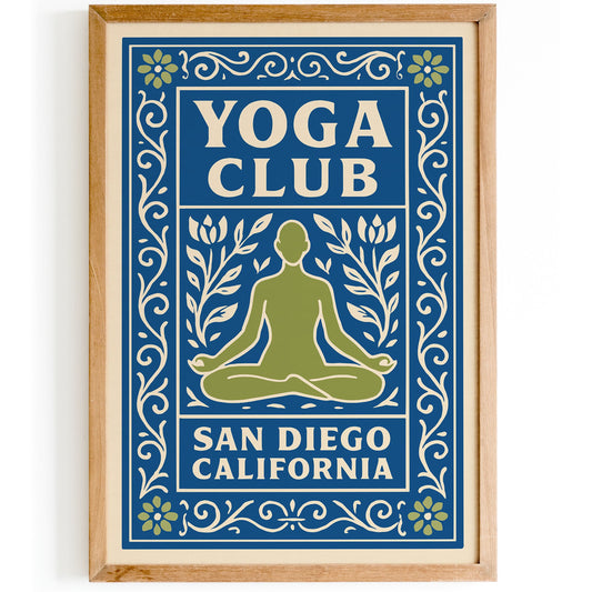 Blue Yoga Club San Diego California Poster