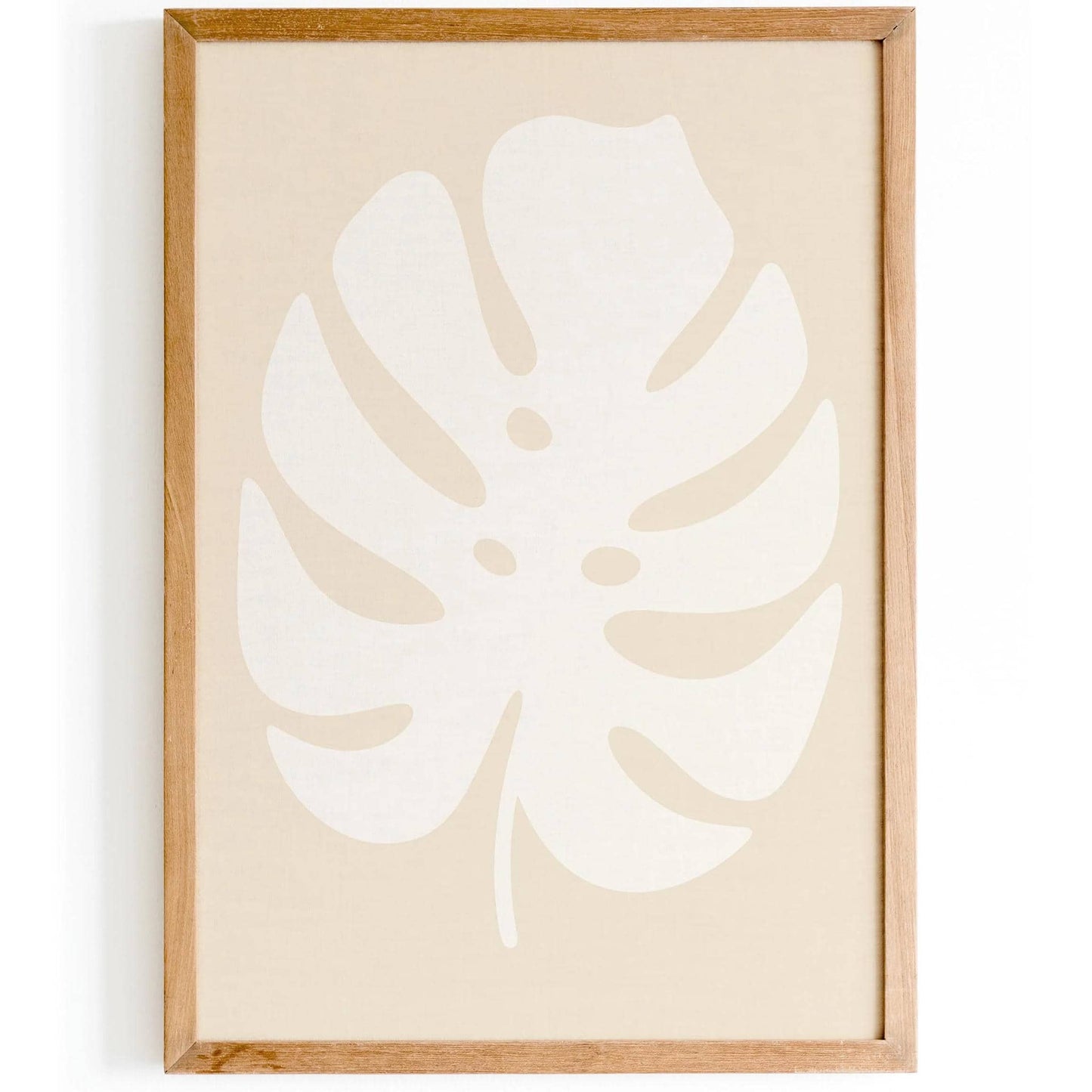White Monstera Leaf Art Print – Minimal Botanical Wall Decor