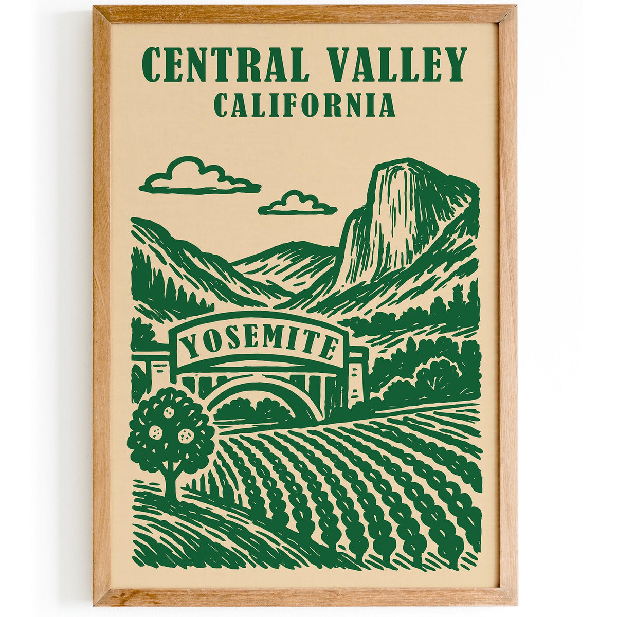 California Central Valley Green Travel Poster