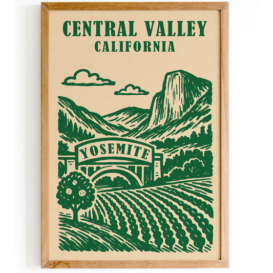 California Central Valley Green Travel Poster
