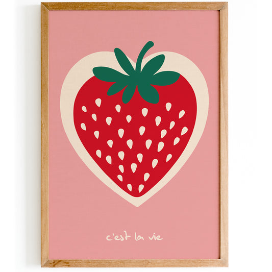 Pink Minimalist Strawberry Art Print