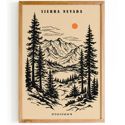 Sierra Nevada Spain Travel Poster – Vintage Andalusia Art
