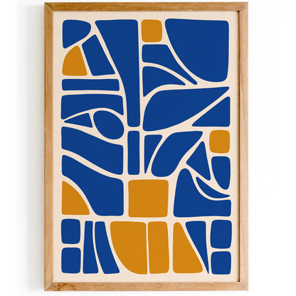 Mid Century Abstract Blue Poster