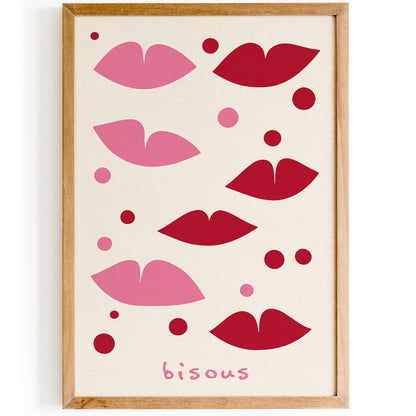 Bisous Kisses French Wall Art 2024