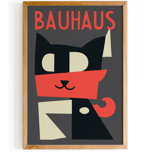 Bauhaus Cat Retro Poster