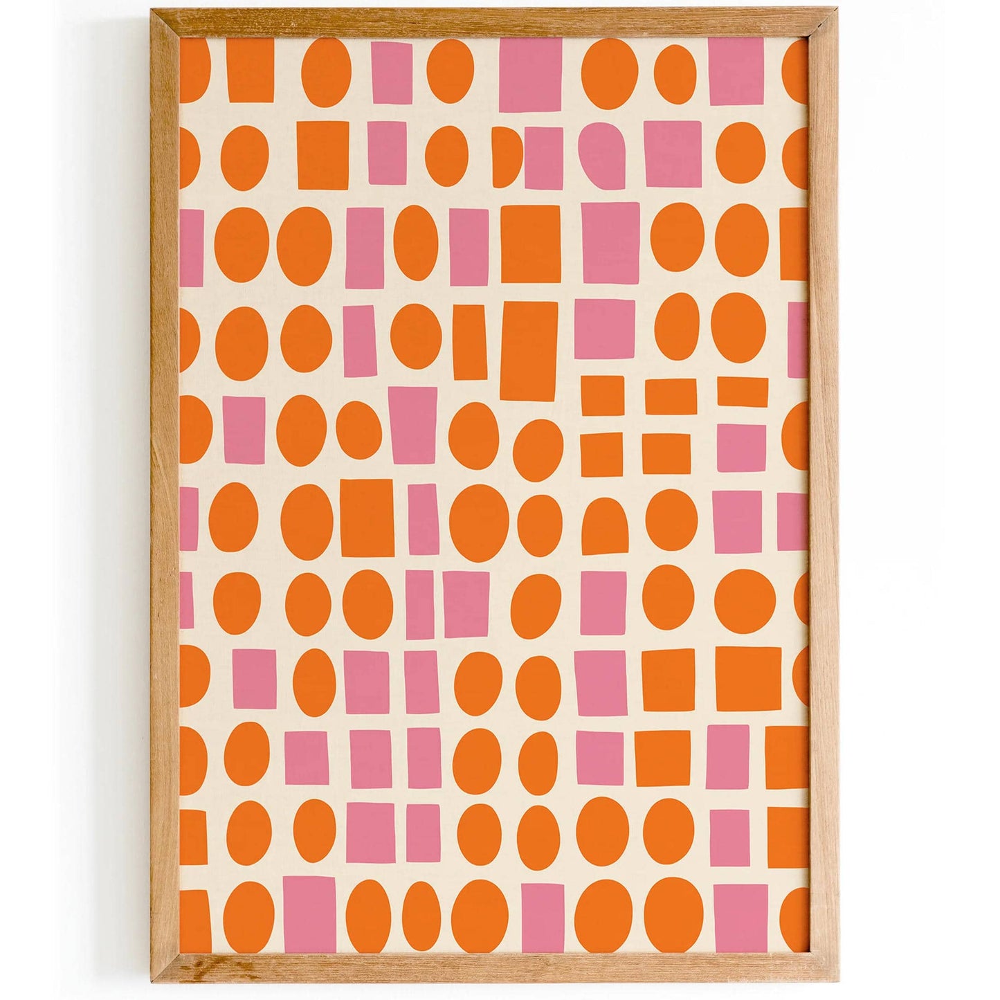 Retro Geometric Poster, Pink Orange Minimalist Design - HypeSheriff
