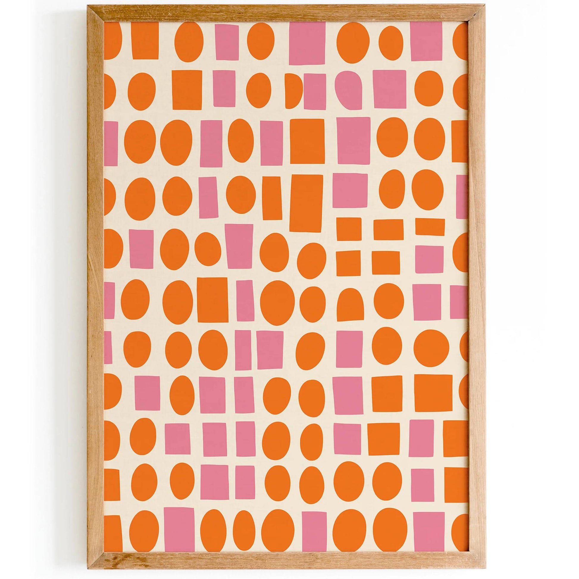 Retro Geometric Poster, Pink Orange Minimalist Design - HypeSheriff