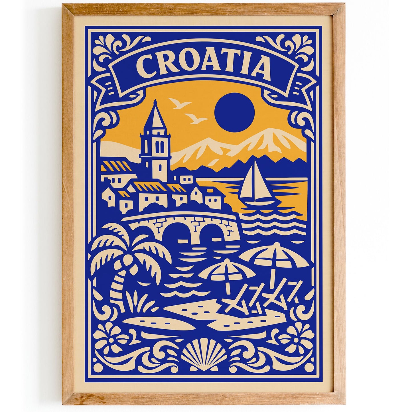Croatia Travel Poster - Blue Adriatic Wall Art