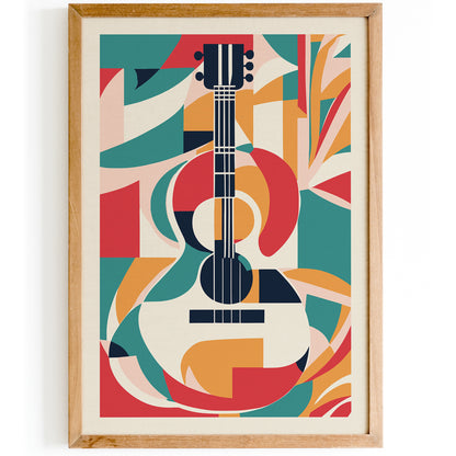 Colorful Geometric Guitar Art Print