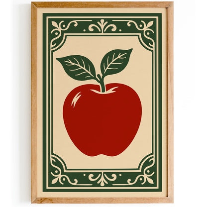 Red Apple Poster - Rococo Style Kitchen Wall Decor